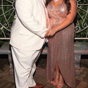 Rose gold with slit long gown